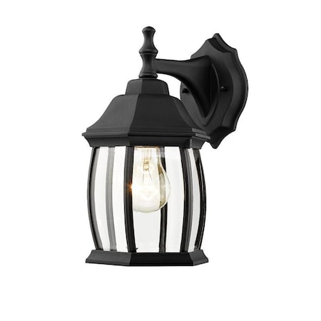 Z-Lite Waterdown 1 Light Outdoor Wall Light, Black & Clear Beveled T20-BK